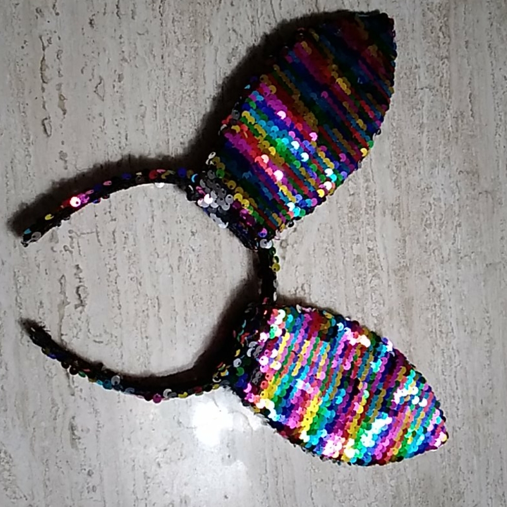 Rainbow bunny ears headband